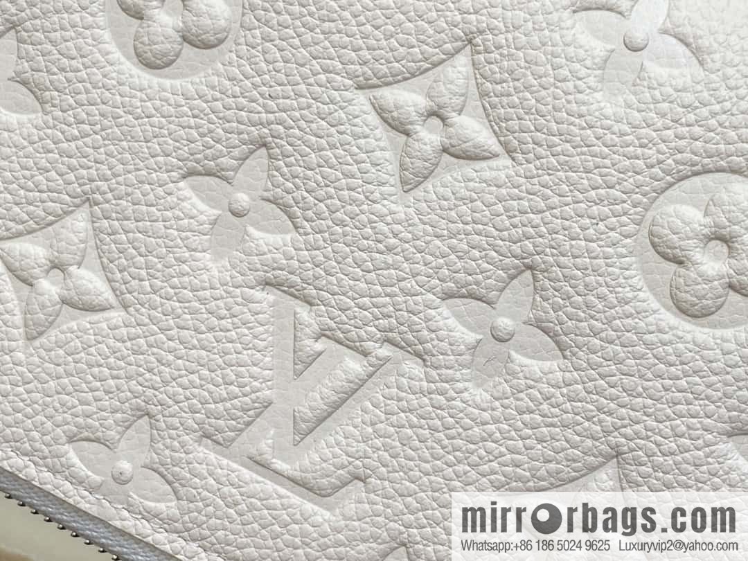 [Boutique‑grade] M12680 pearlescent white full leather embossed, single zipper wallet series Zippy zipper wallet