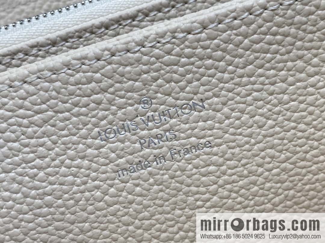 [Boutique‑grade] M12680 pearlescent white full leather embossed, single zipper wallet series Zippy zipper wallet