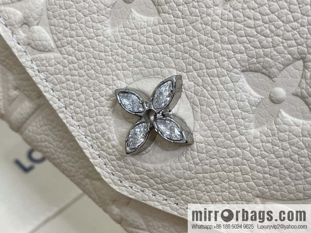 [Boutique‑grade] M12172 pearlescent white full leather embossed, flip wallet series Sarah wallet