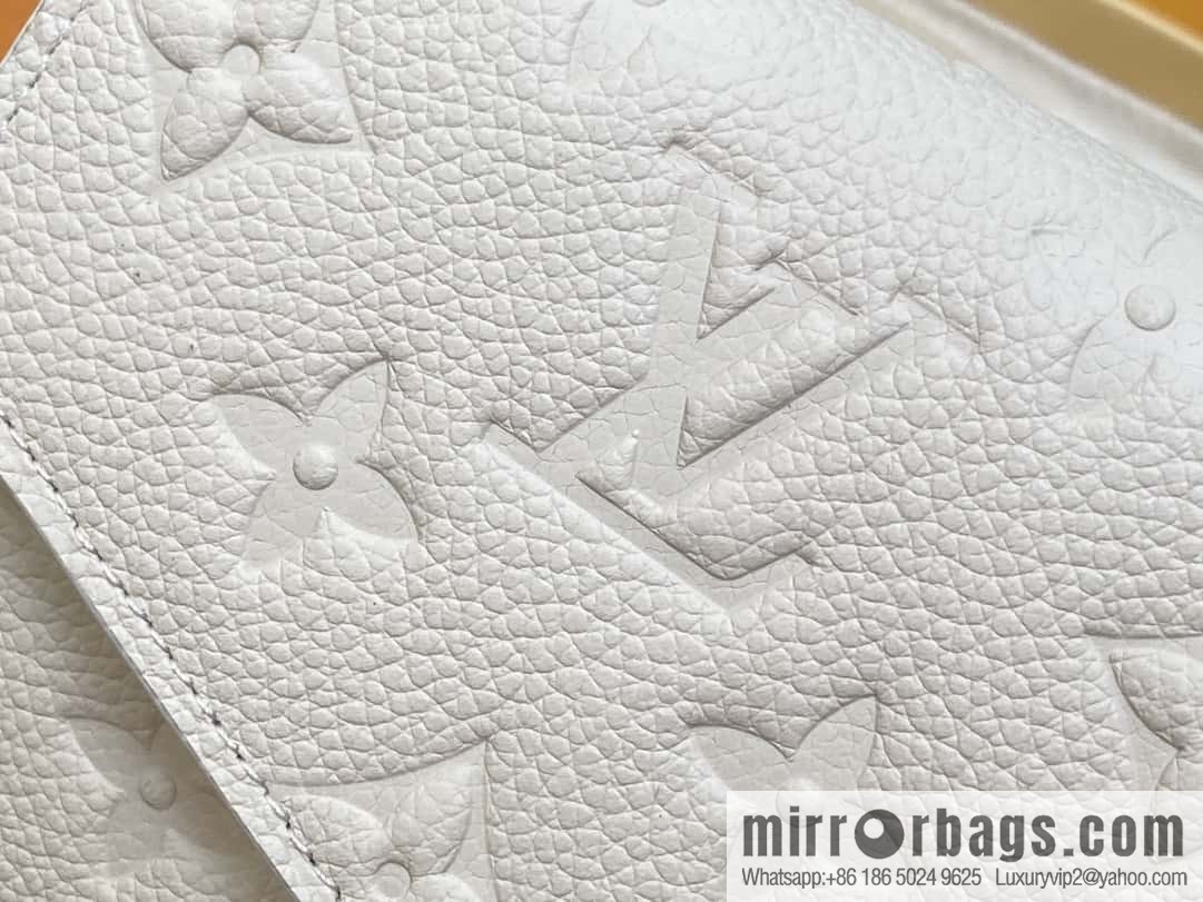 [Boutique‑grade] M12172 pearlescent white full leather embossed, flip wallet series Sarah wallet