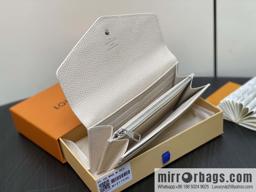 [Boutique‑grade] M12172 pearlescent white full leather embossed, flip wallet series Sarah wallet
