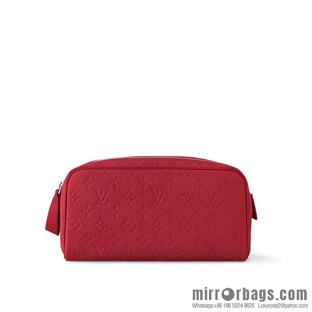 [Boutique‑grade] M13023 red full leather embossed, toilet bag series DOPP KIT toilet bag