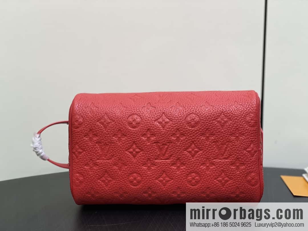 [Boutique‑grade] M13023 red full leather embossed, toilet bag series DOPP KIT toilet bag