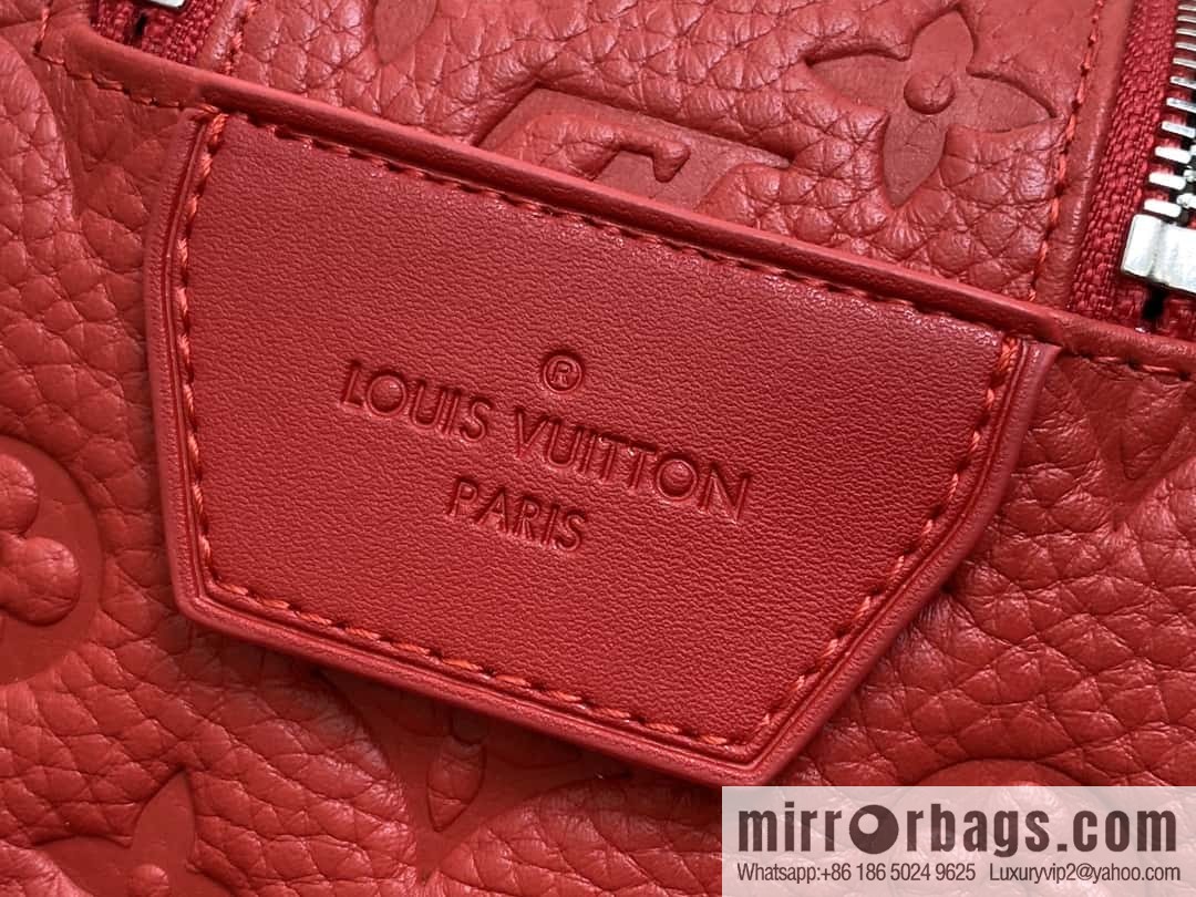 [Boutique‑grade] M13023 red full leather embossed, toilet bag series DOPP KIT toilet bag