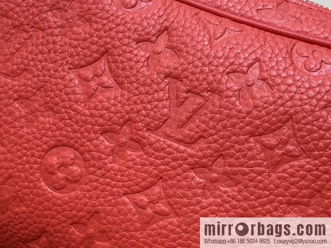 [Boutique‑grade] M13023 red full leather embossed, toilet bag series DOPP KIT toilet bag