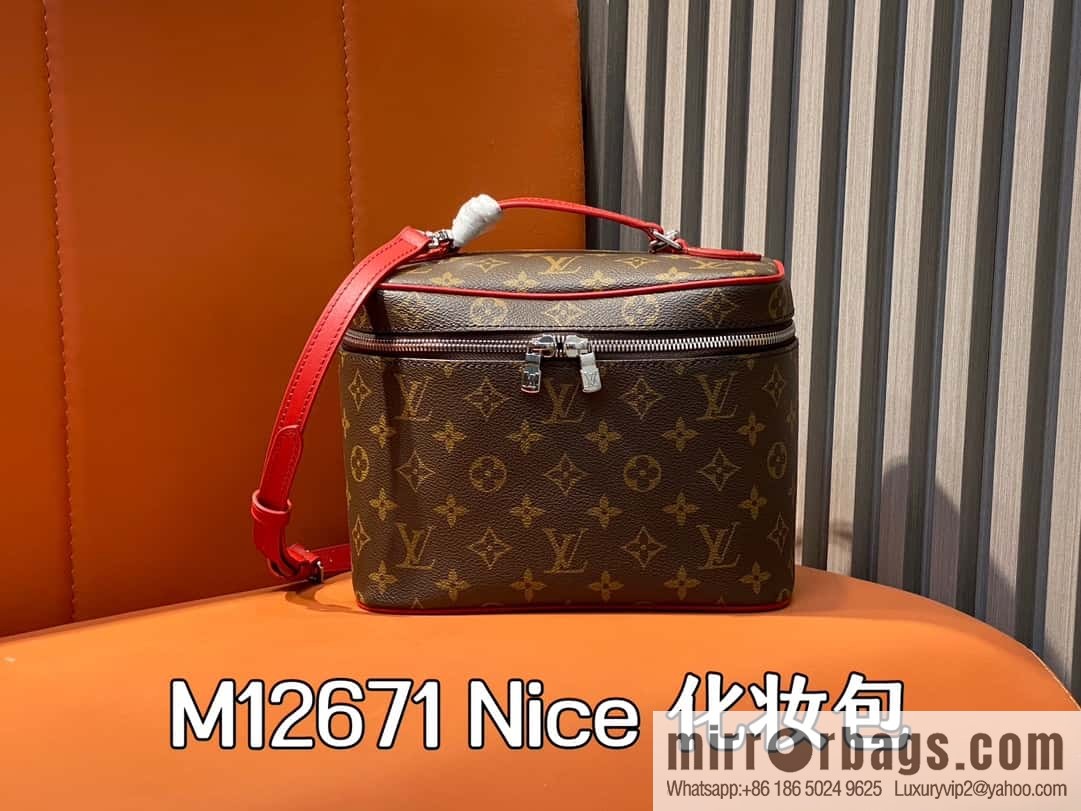 [Boutique‑grade] M12671 old flower red, medium cosmetic bag Nice cosmetic bag