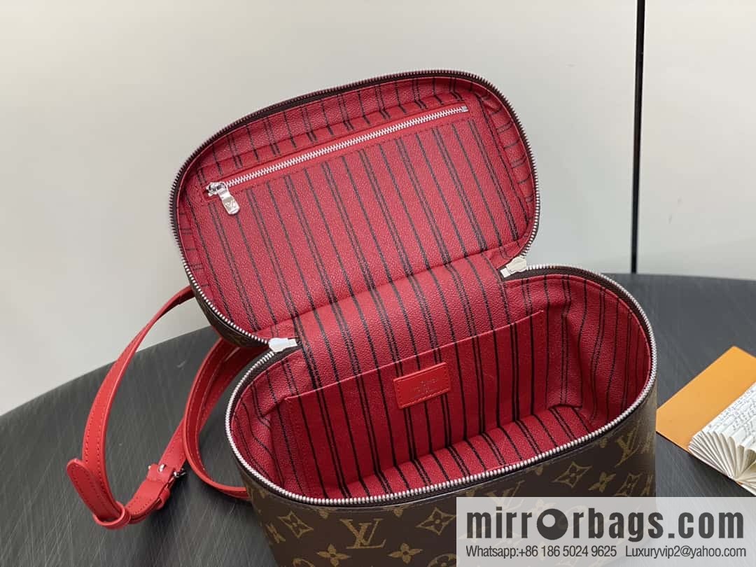 [Boutique‑grade] M12671 old flower red, medium cosmetic bag Nice cosmetic bag