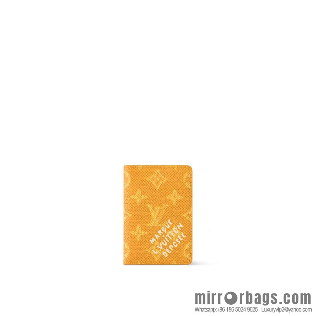 [Boutique‑grade] M12658 yellow flower silk screen printing, card bag wallet series, pocket wallet