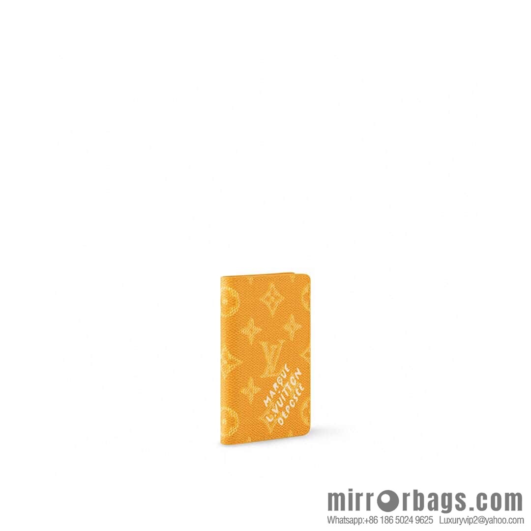 [Boutique‑grade] M12658 yellow flower silk screen printing, card bag wallet series, pocket wallet