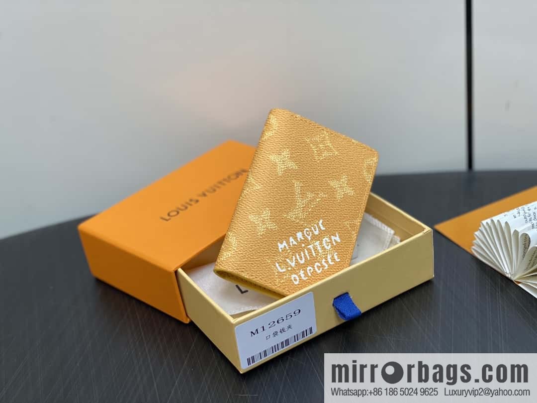 [Boutique‑grade] M12658 yellow flower silk screen printing, card bag wallet series, pocket wallet