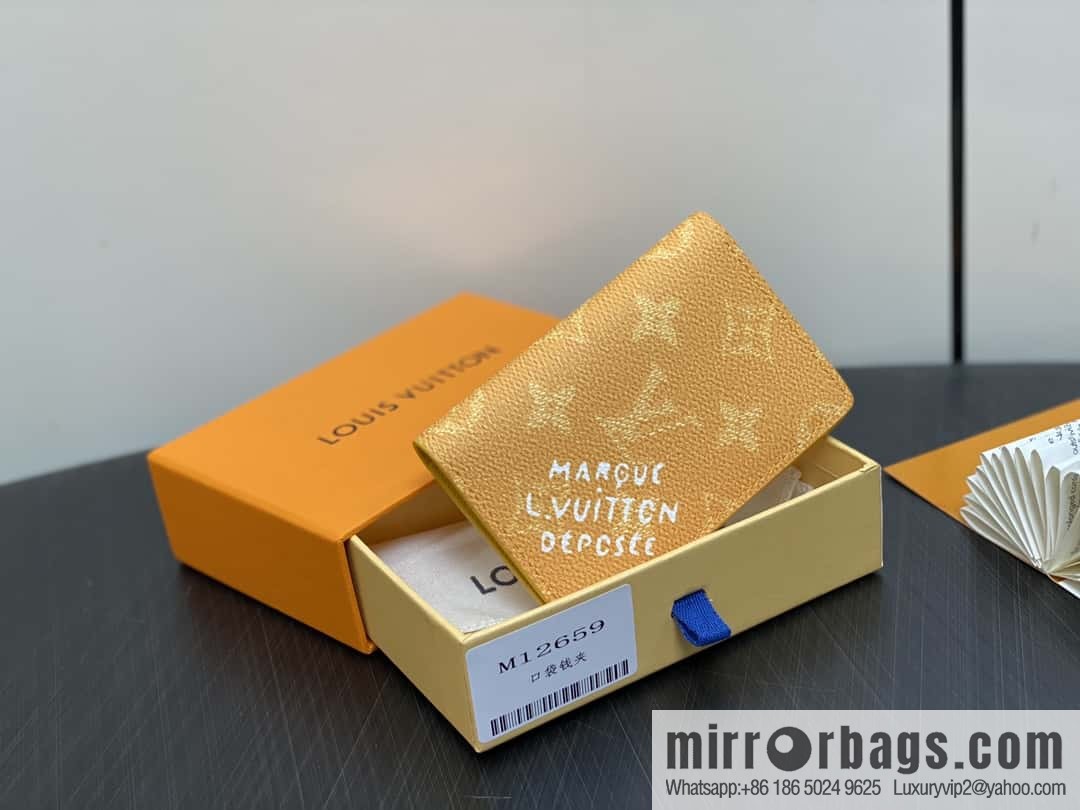 [Boutique‑grade] M12658 yellow flower silk screen printing, card bag wallet series, pocket wallet