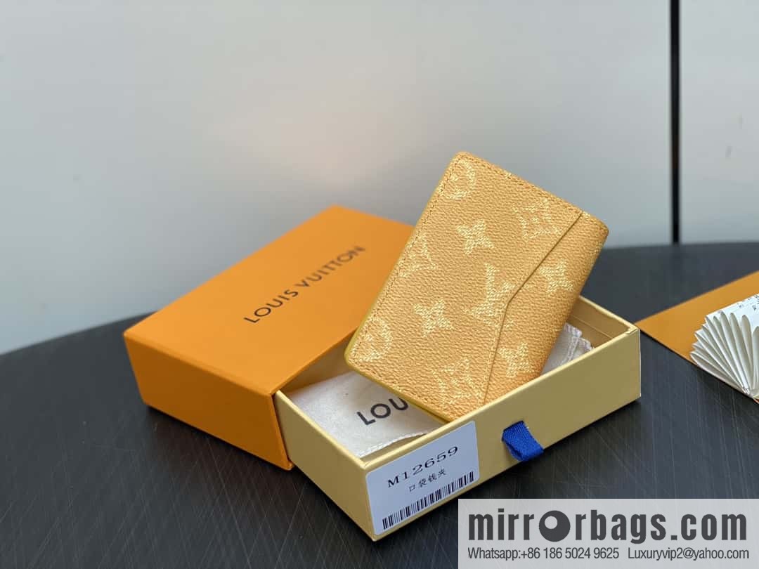 [Boutique‑grade] M12658 yellow flower silk screen printing, card bag wallet series, pocket wallet