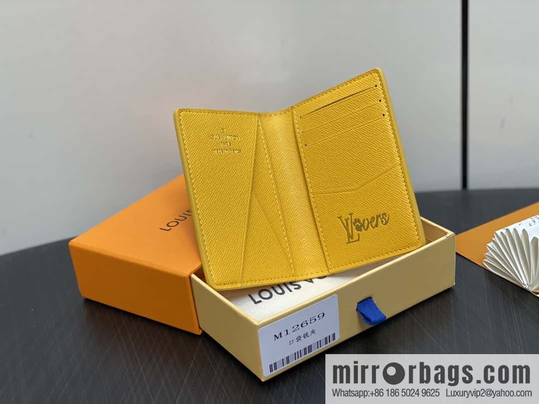 [Boutique‑grade] M12658 yellow flower silk screen printing, card bag wallet series, pocket wallet