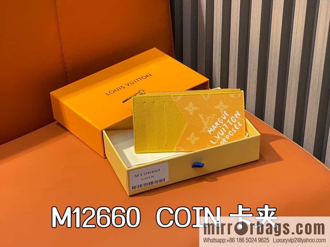 [Boutique‑grade] M12660 yellow flower silk screen printing, card bag wallet series, the new COIN card holder of the season