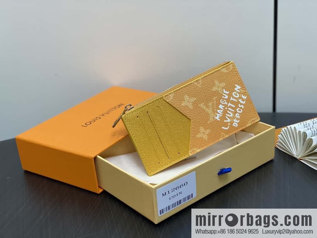[Boutique‑grade] M12660 yellow flower silk screen printing, card bag wallet series, the new COIN card holder of the season