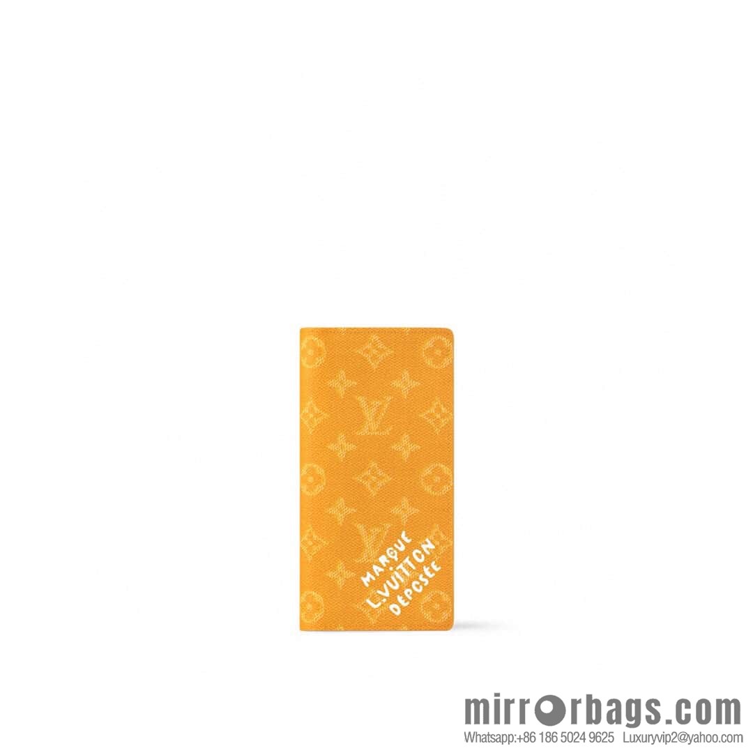 [Boutique‑grade] M12656 yellow flower silk screen printing, long suit clip wallet series BRAZZA wallet