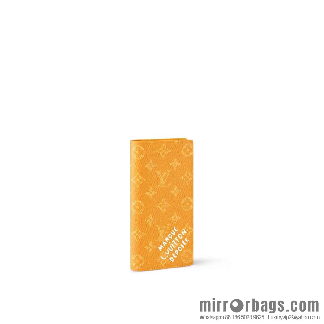 [Boutique‑grade] M12656 yellow flower silk screen printing, long suit clip wallet series BRAZZA wallet