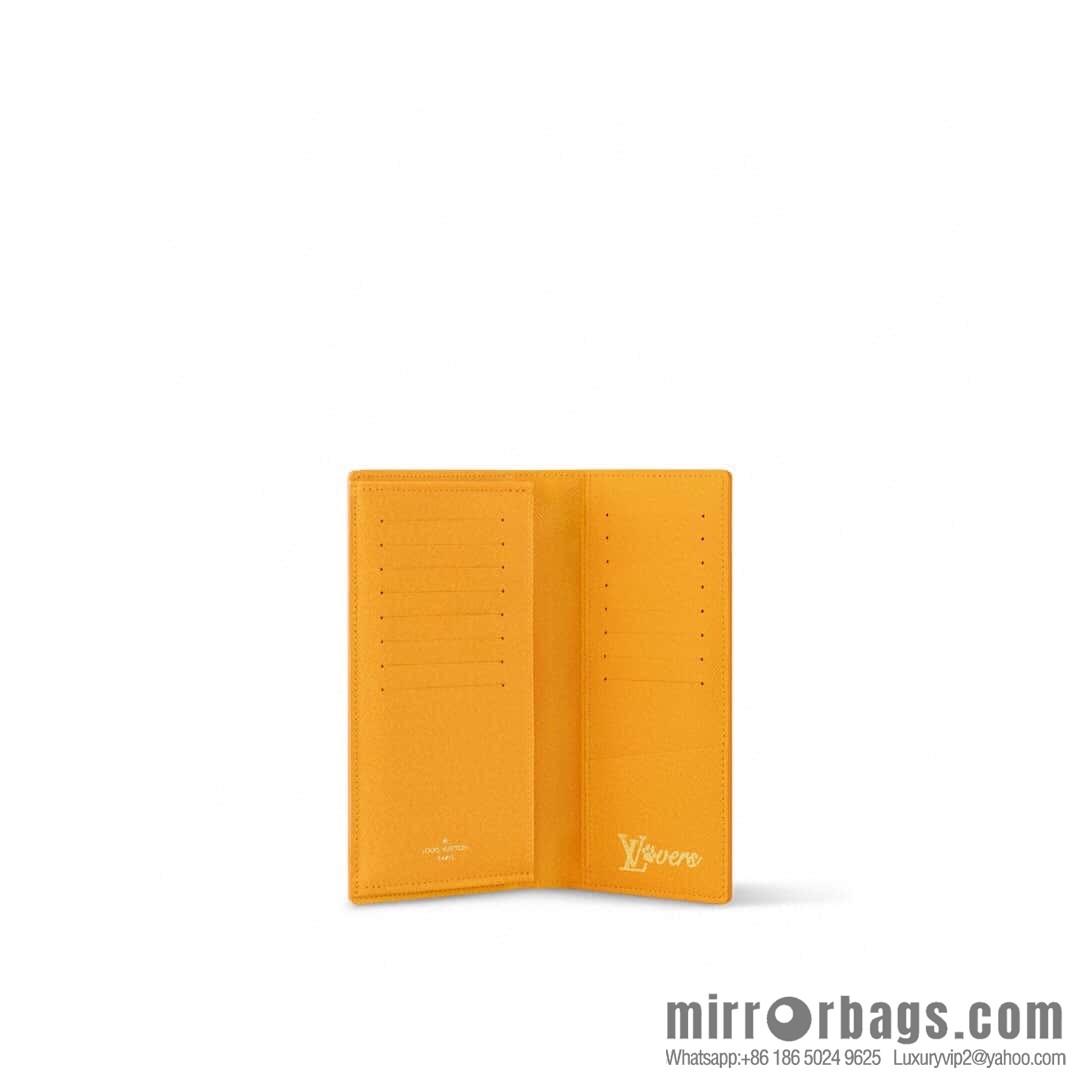 [Boutique‑grade] M12656 yellow flower silk screen printing, long suit clip wallet series BRAZZA wallet