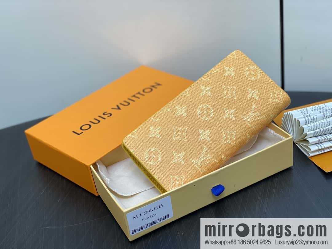 [Boutique‑grade] M12656 yellow flower silk screen printing, long suit clip wallet series BRAZZA wallet