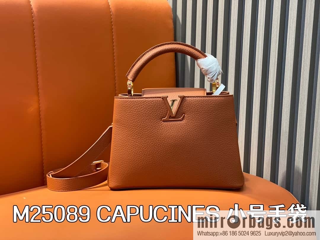 [Boutique‑grade] M25089 brown M24545 full leather cap that English series CAPUCINES small handbag
