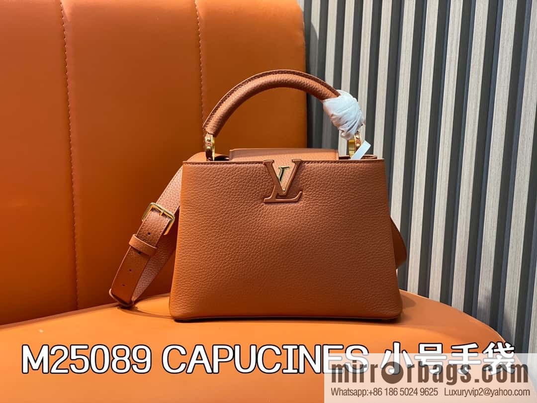 [Boutique‑grade] M25089 brown M24545 full leather cap that English series CAPUCINES small handbag