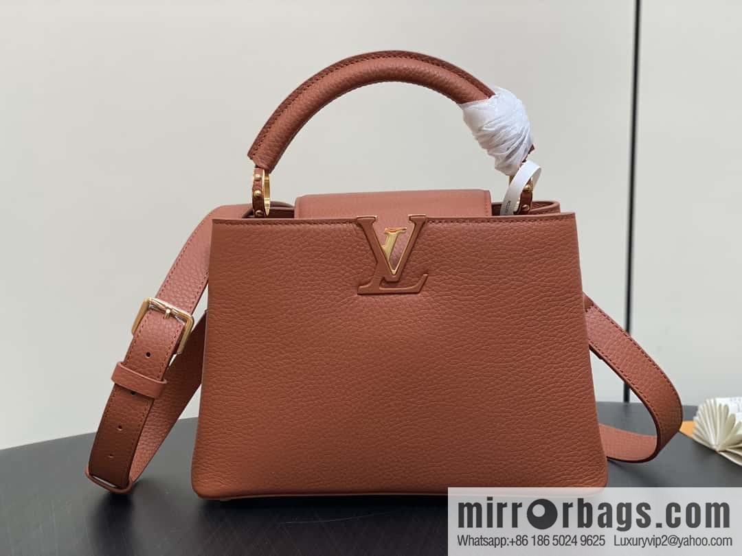 [Boutique‑grade] M25089 brown M24545 full leather cap that English series CAPUCINES small handbag