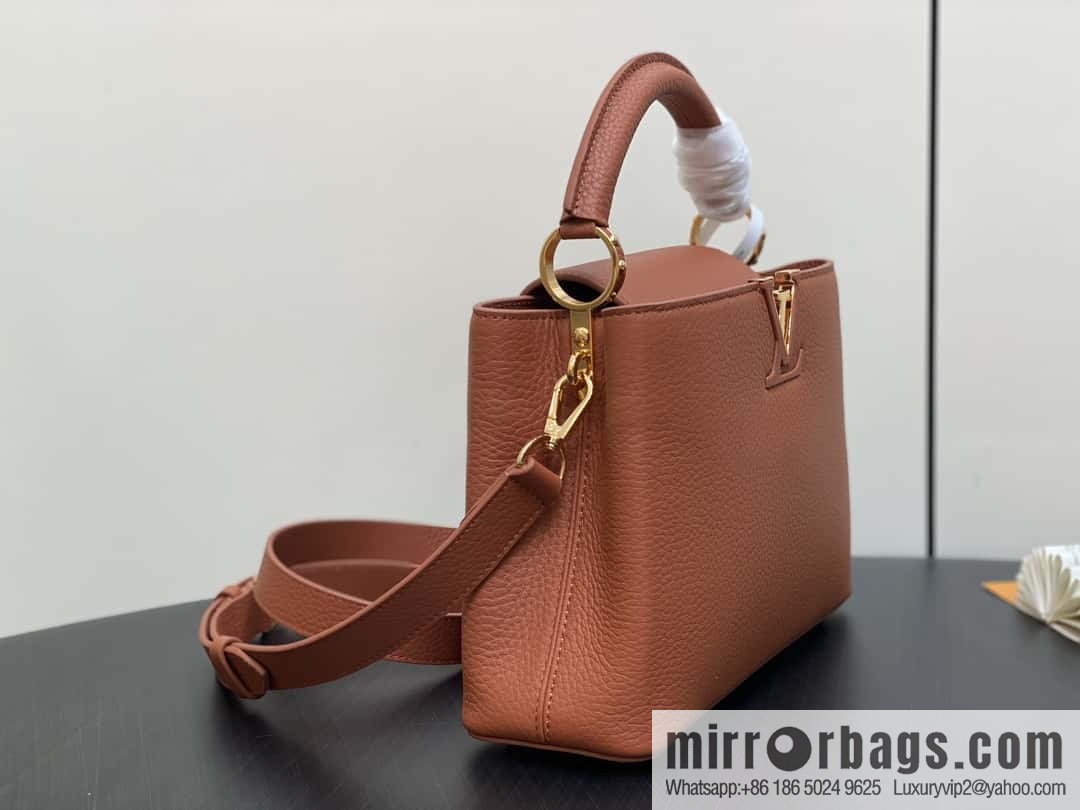 [Boutique‑grade] M25089 brown M24545 full leather cap that English series CAPUCINES small handbag