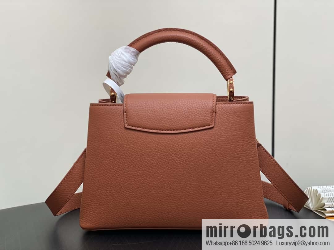 [Boutique‑grade] M25089 brown M24545 full leather cap that English series CAPUCINES small handbag