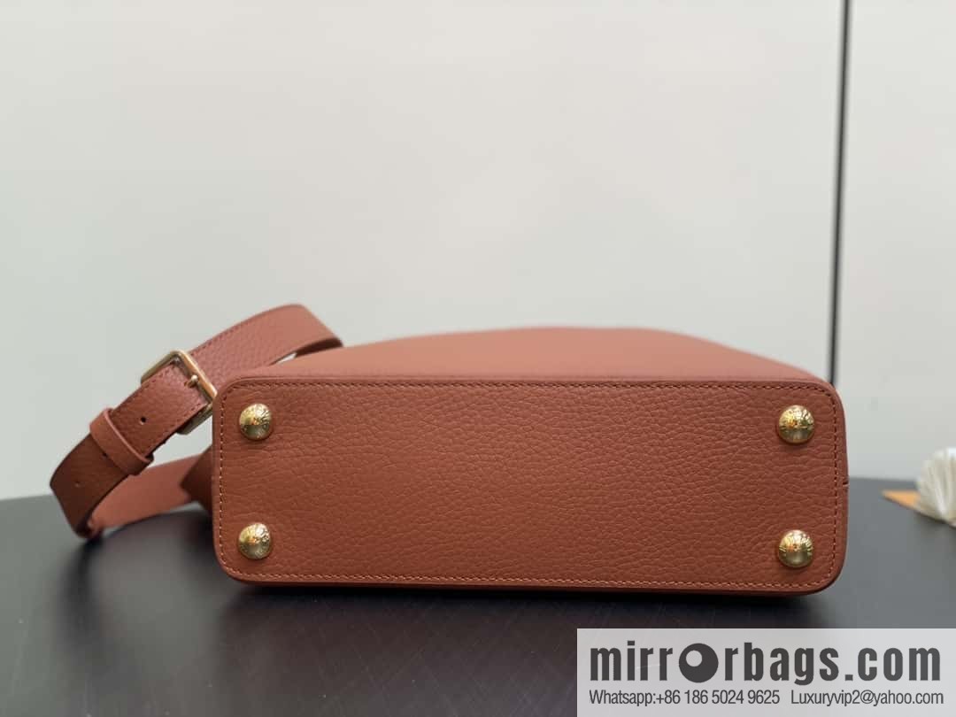 [Boutique‑grade] M25089 brown M24545 full leather cap that English series CAPUCINES small handbag