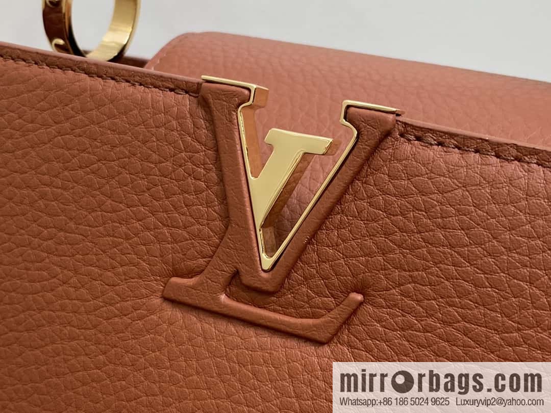 [Boutique‑grade] M25089 brown M24545 full leather cap that English series CAPUCINES small handbag