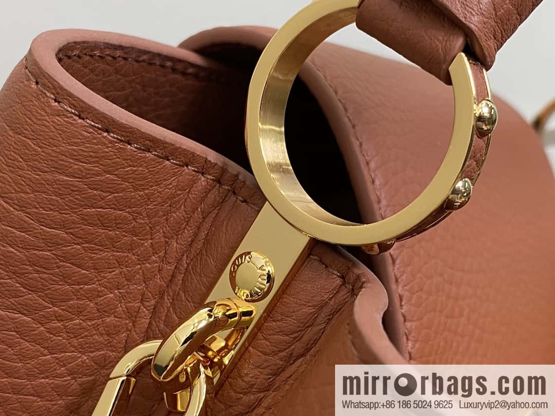 [Boutique‑grade] M25089 brown M24545 full leather cap that English series CAPUCINES small handbag