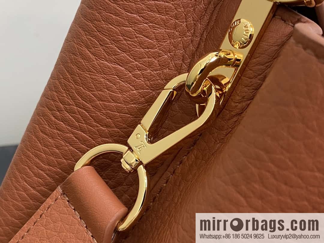 [Boutique‑grade] M25089 brown M24545 full leather cap that English series CAPUCINES small handbag