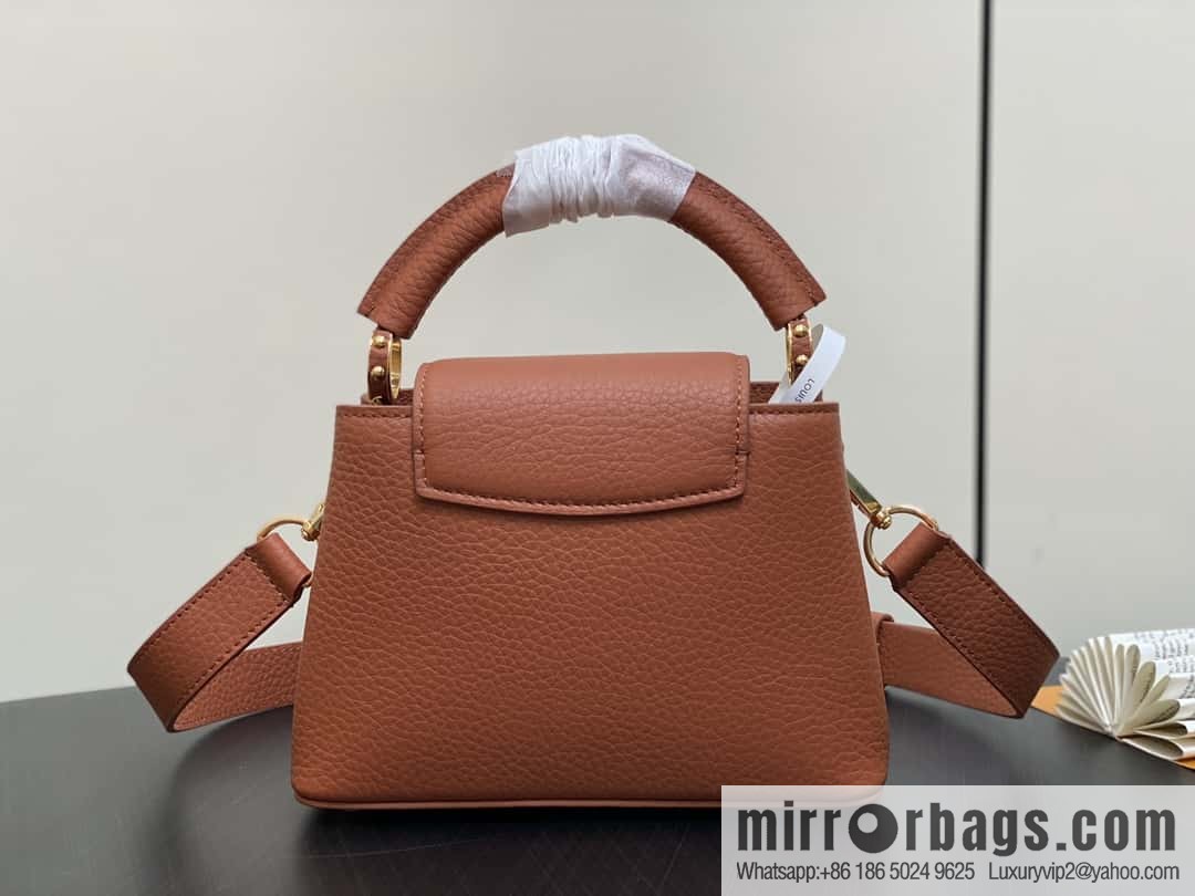 [Boutique‑grade] M25089 brown M24545 full leather cap that English series CAPUCINES mini handbag
