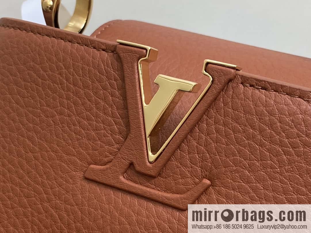 [Boutique‑grade] M25089 brown M24545 full leather cap that English series CAPUCINES mini handbag