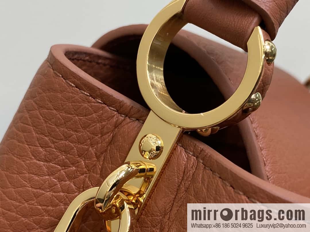 [Boutique‑grade] M25089 brown M24545 full leather cap that English series CAPUCINES mini handbag