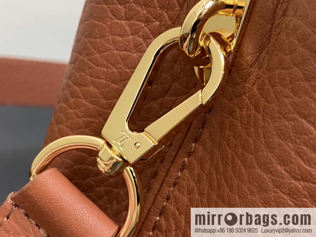 [Boutique‑grade] M25089 brown M24545 full leather cap that English series CAPUCINES mini handbag