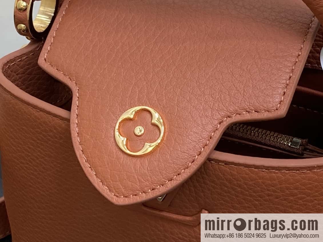 [Boutique‑grade] M25089 brown M24545 full leather cap that English series CAPUCINES mini handbag