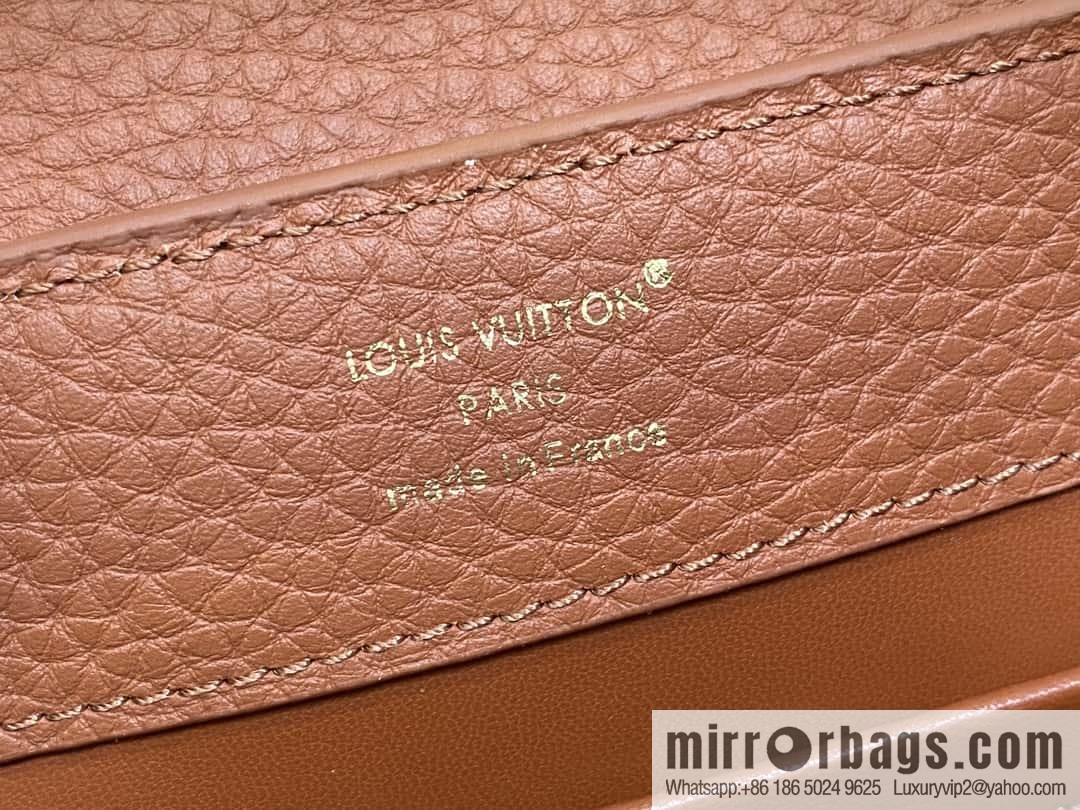 [Boutique‑grade] M25089 brown M24545 full leather cap that English series CAPUCINES mini handbag