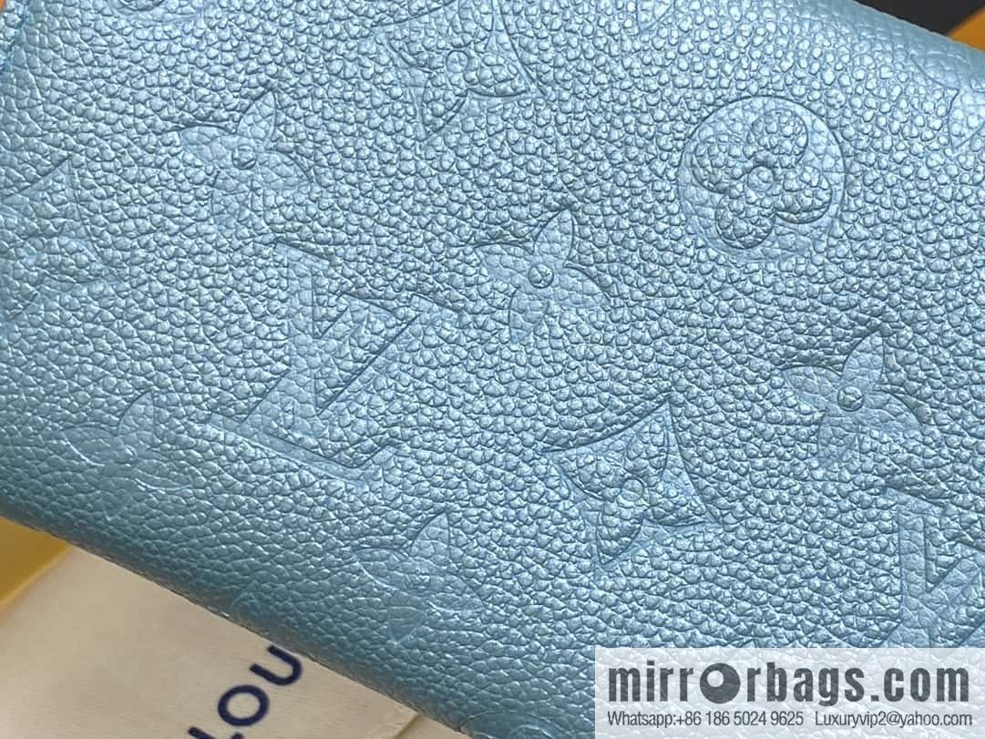 [Boutique‑grade] M12172 pearlescent blue full leather embossed, flip wallet series Sarah wallet