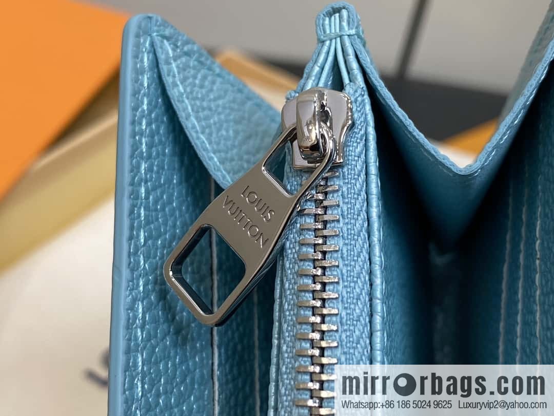 [Boutique‑grade] M12172 pearlescent blue full leather embossed, flip wallet series Sarah wallet