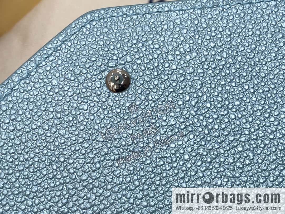[Boutique‑grade] M12172 pearlescent blue full leather embossed, flip wallet series Sarah wallet