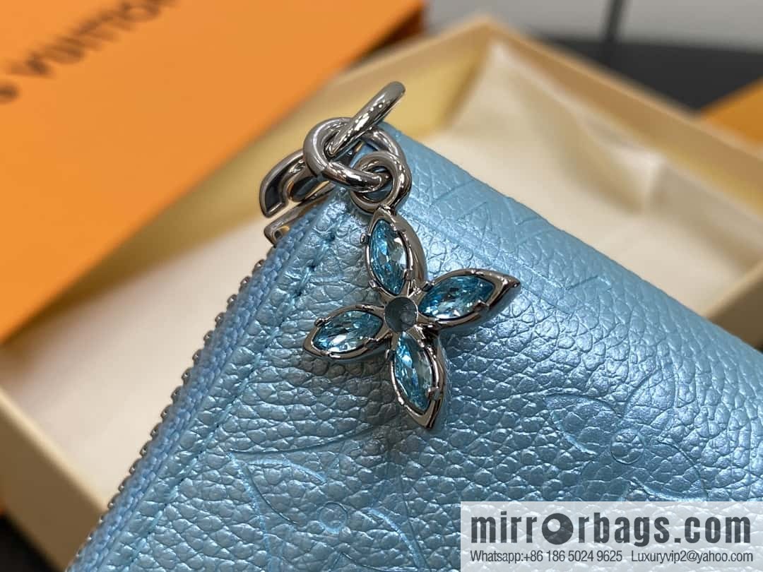 [Premium‑quality] M12680 pearlescent blue full leather embossed, single zipper wallet series Zippy zipper wallet