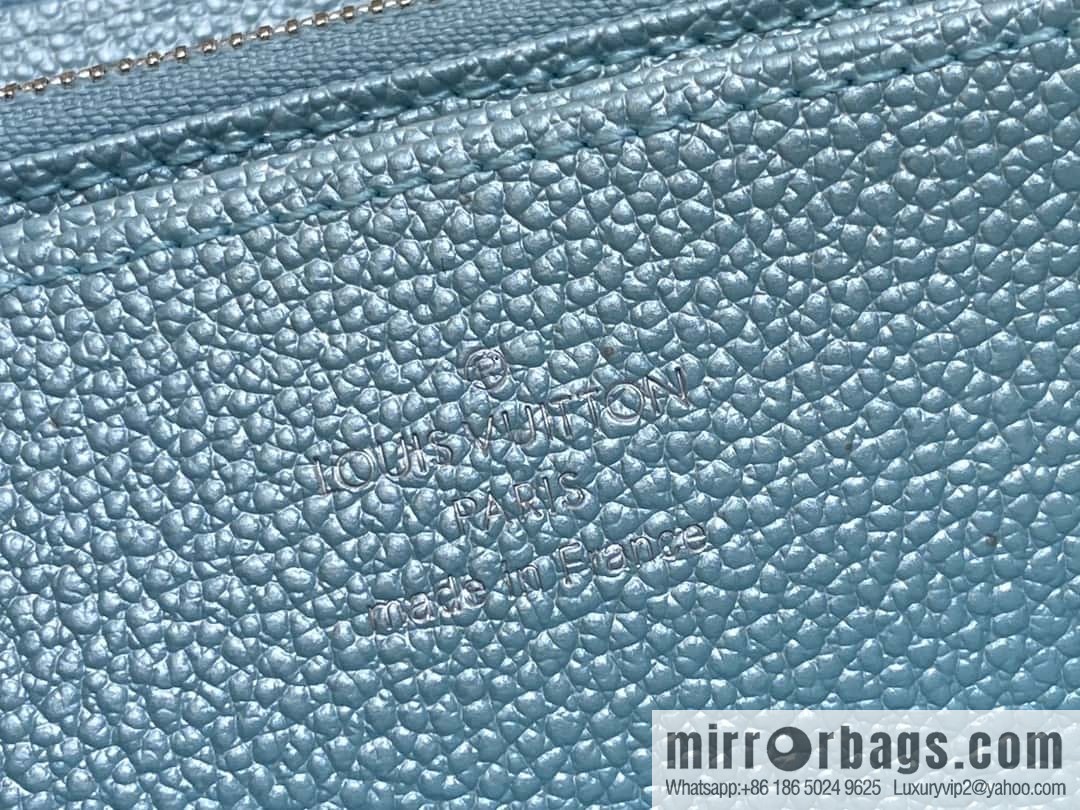 [Premium‑quality] M12680 pearlescent blue full leather embossed, single zipper wallet series Zippy zipper wallet