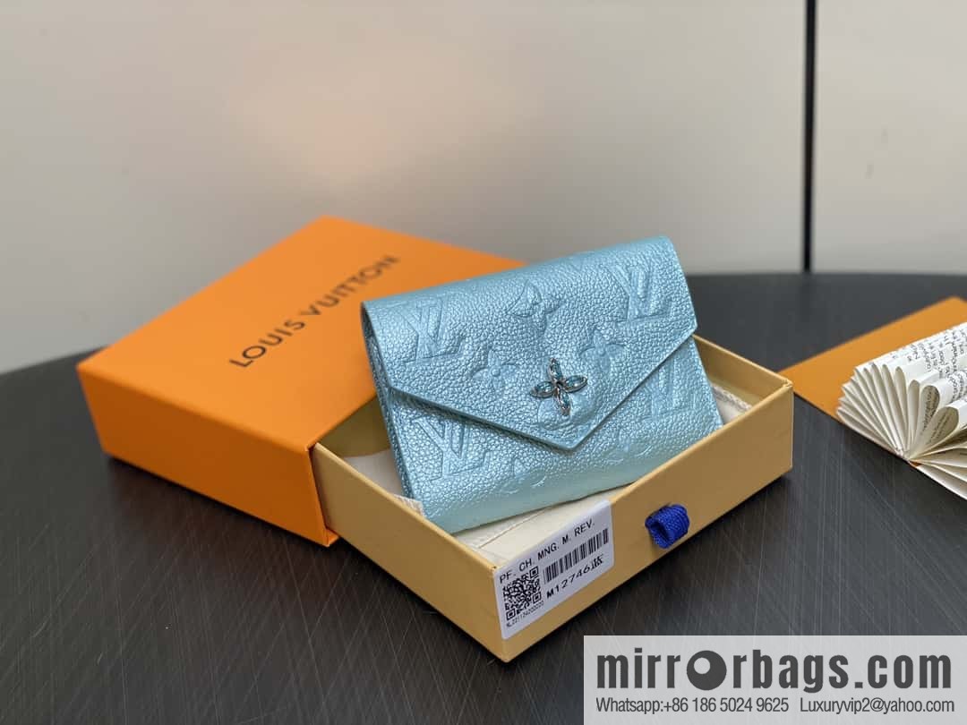 [Boutique‑grade] M12746 pearlescent blue, three-fold wallet series Victorine Wallet wallet