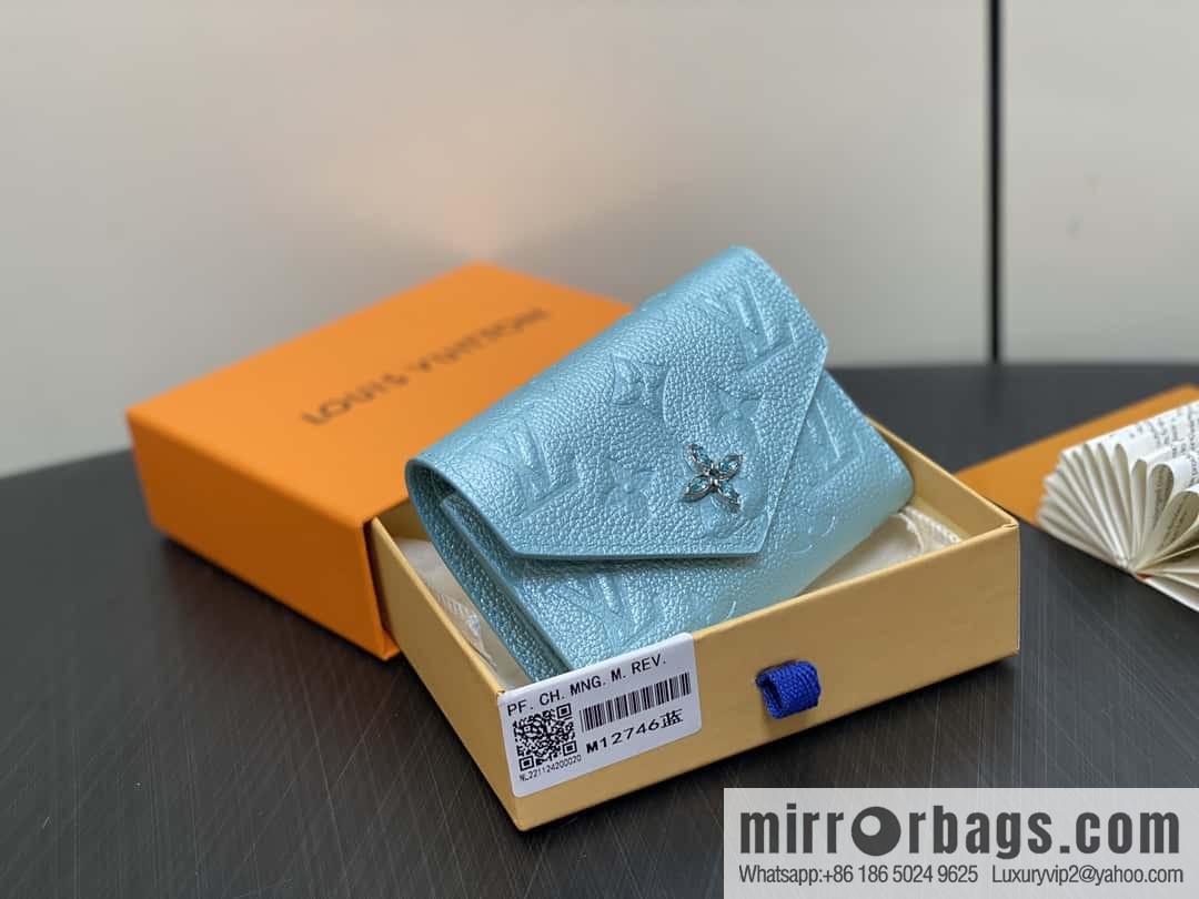 [Boutique‑grade] M12746 pearlescent blue, three-fold wallet series Victorine Wallet wallet