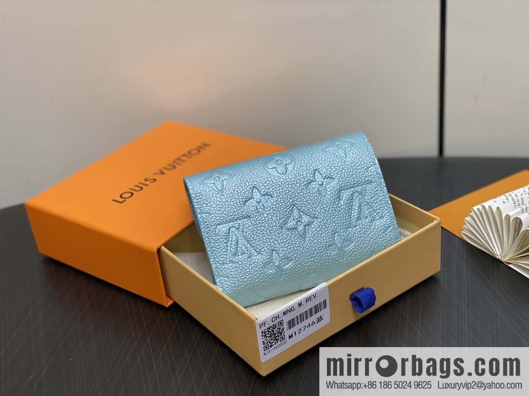 [Boutique‑grade] M12746 pearlescent blue, three-fold wallet series Victorine Wallet wallet