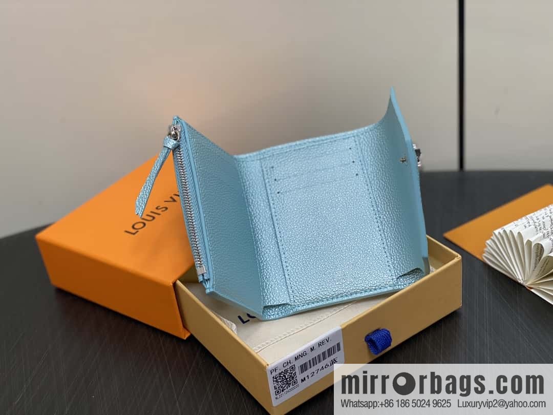 [Boutique‑grade] M12746 pearlescent blue, three-fold wallet series Victorine Wallet wallet