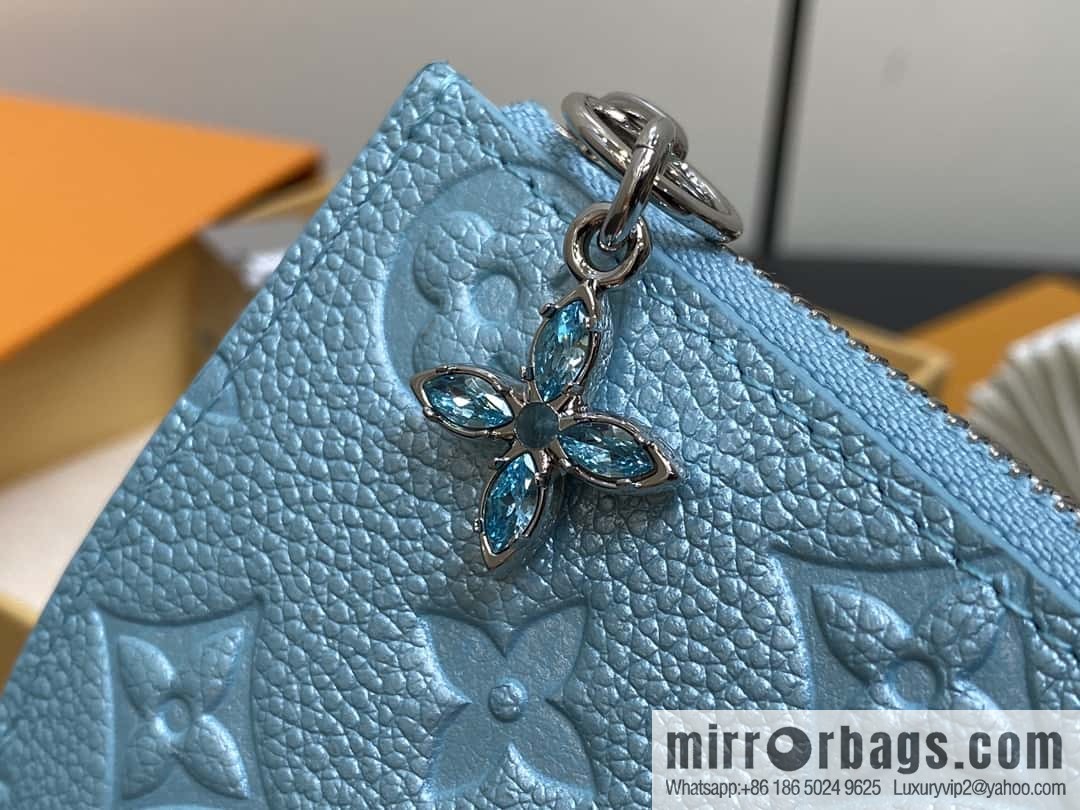 [Boutique‑grade] M12536 pearlescent blue, full leather embossed, two-fold wallet series Lisa Wallet wallet