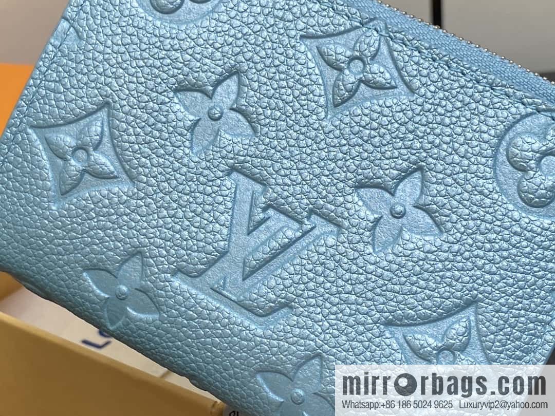 [Boutique‑grade] M12536 pearlescent blue, full leather embossed, two-fold wallet series Lisa Wallet wallet