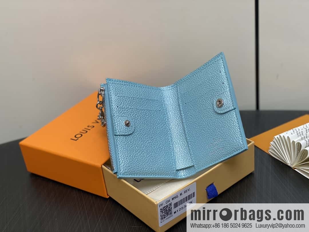 [Boutique‑grade] M12536 pearlescent blue, full leather embossed, two-fold wallet series Lisa Wallet wallet